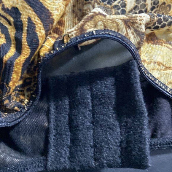 SHEER IRIDESCENT Y2K FLORAL MIXED ANIMAL PRINT HONEY COMB LINGERIE BODYSUIT Sz M - Picture 13 of 14